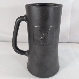 Vintage Playboy 1970's Beer Stein Embossed Logo Bunny Glass Bottom Mug Gray